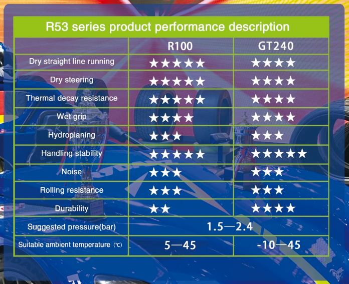 Rydanz Tyre R53 Spec Table